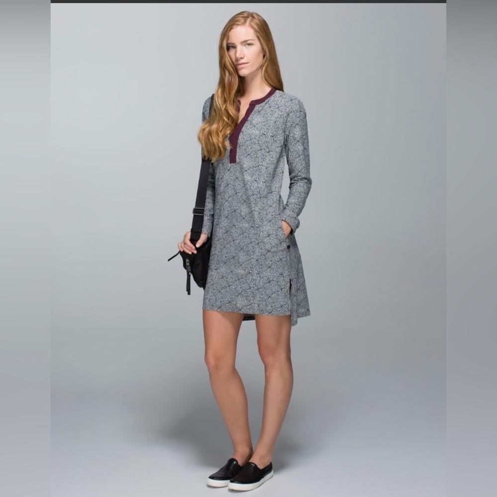 Lululemon Effortless Dress Plush Petal Black Ghost/Bordeaux Drama